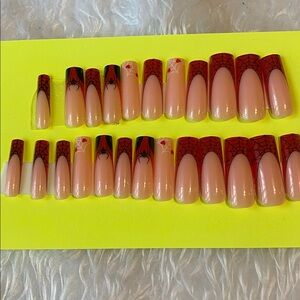 Red and Black Spider Web press on Nail Set